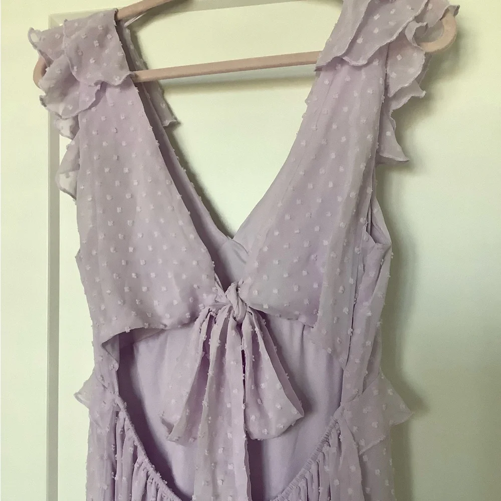 🌸💕Francesca's Collections Purple Ruched Ruffled Sundress🥰👗🥂 - Picture 2 of 7